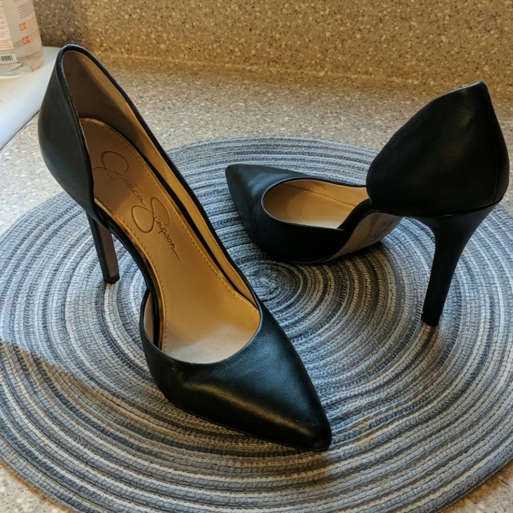 Jessica Simpson black open side heels size 6.5